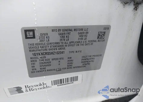 2017 Cadillac Xt5 Premium Luxury из США, поврежденный, VIN 1GYKNCRS5HZ102041